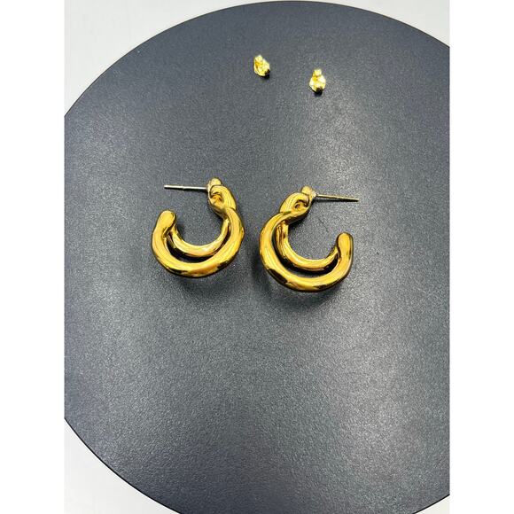 Missoma 18k Recycled Gold Plated Double Molten Abstract Sculptural Twist Earring - Picture 10 of 11